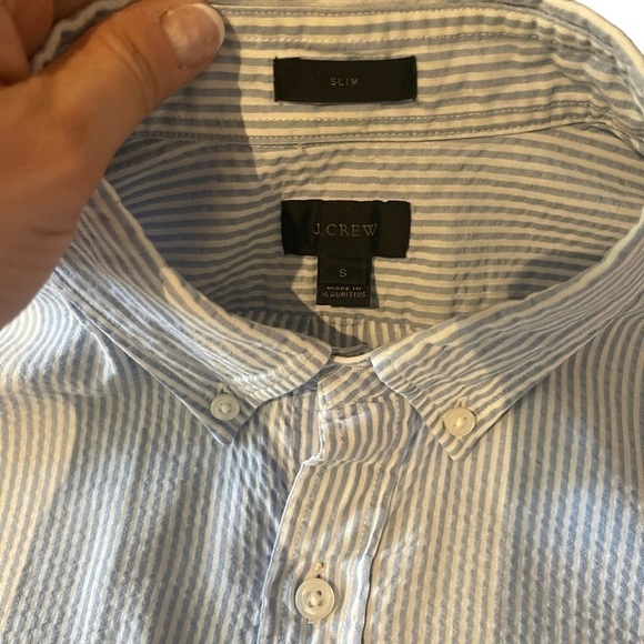 Euc J. Crew men’s seersucker button up shirt, pinstriped, size small-slim. - Picture 8 of 9